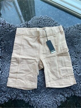 Monrow womans Tan Stretch Athletic Biker Shorts